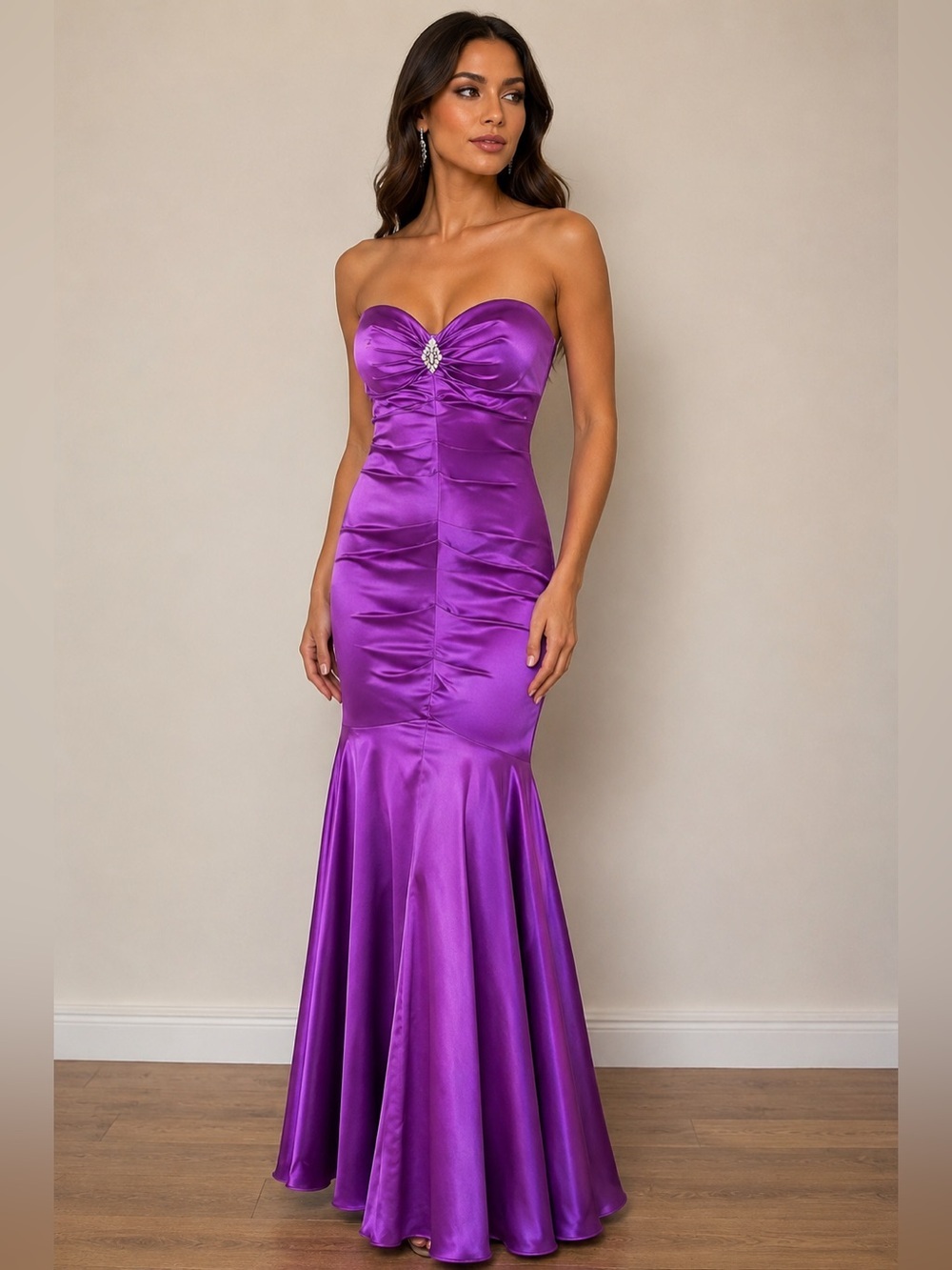 Xscape Purple Satin Mermaid Evening Gown Women’s Size 4 BNWOT